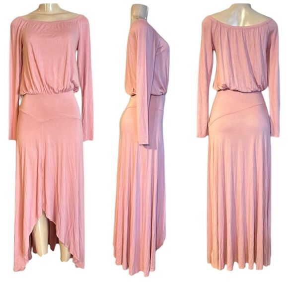 NWOT FREE PEOPLE BEACH BOHO JUPITER ROSE OFF SHOULDER FRONT SLIT MAXI SUNDRESS S - Picture 2 of 13